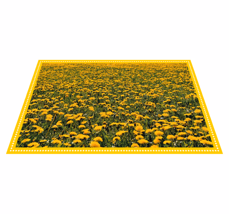 Solsikkemark Blomster og planter vinyltæppe - TenStickers