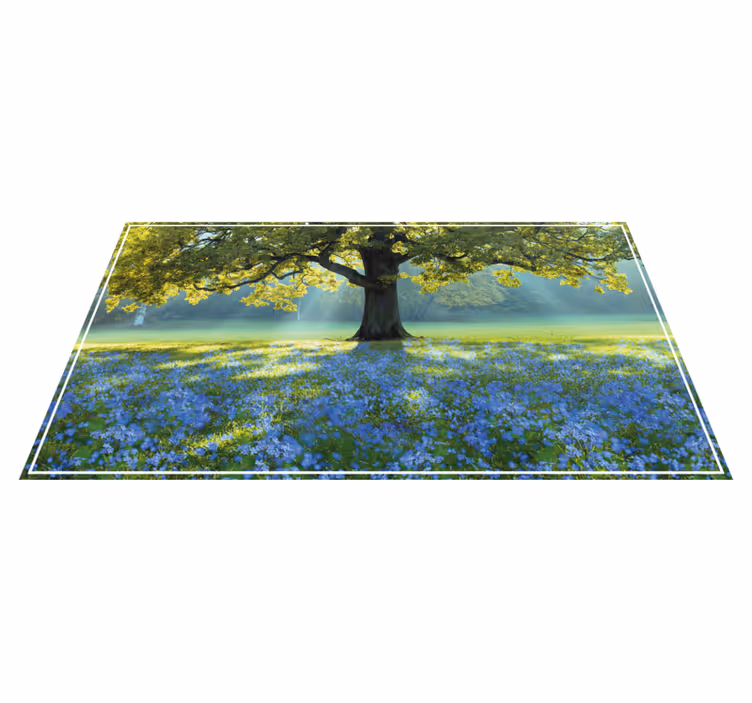 Blomstrende træscene natur vinyl tæppe - TenStickers