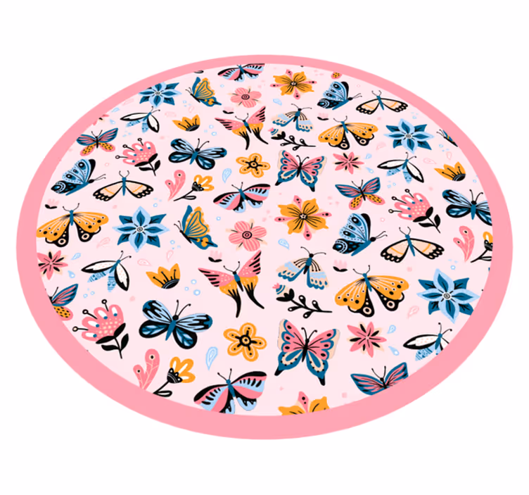Sommerfugle og blomster børn natur vinyl tæppe - TenStickers