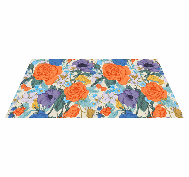 Blomster og planter vinyltæppe i levende farver - TenStickers