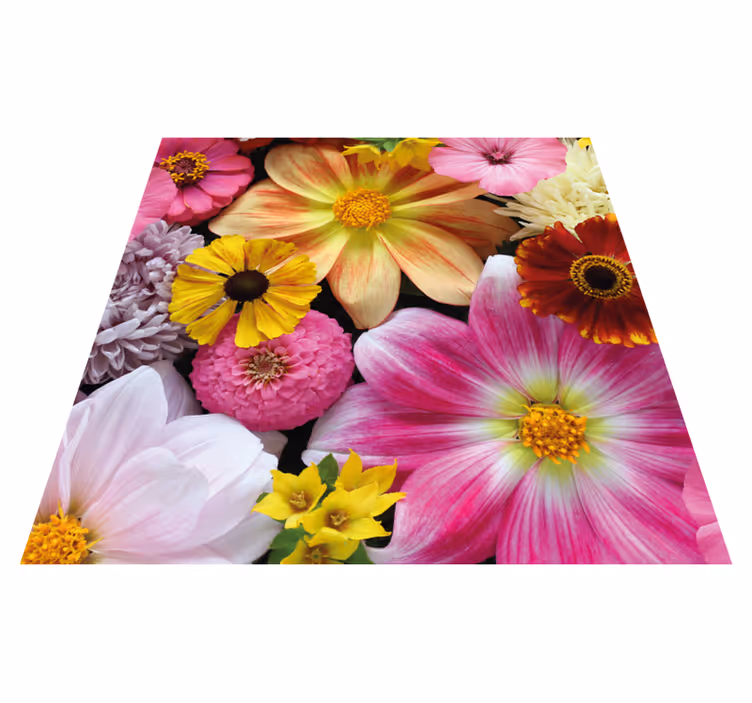 Smukt realistisk arrangement Blomster og planter vinyltæppe - TenStickers