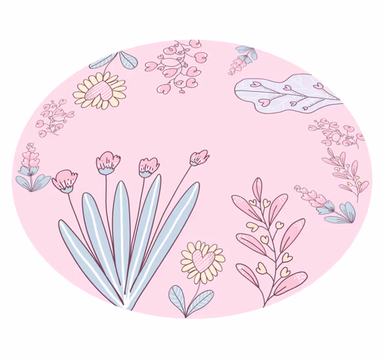Blomsterhjertemønstre Blomster og planter vinyltæppe - TenStickers