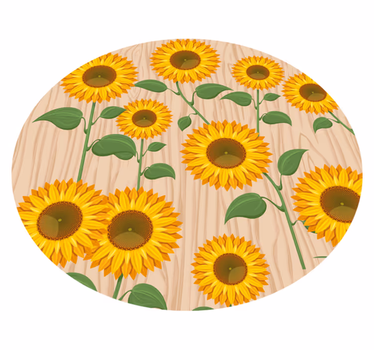 Gule solsikker træ baggrund blomster tæppe - TenStickers