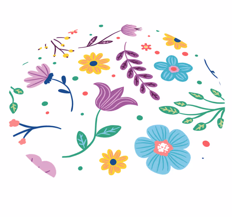Livlig blomsterinspiration Blomster og planter vinyltæppe - TenStickers