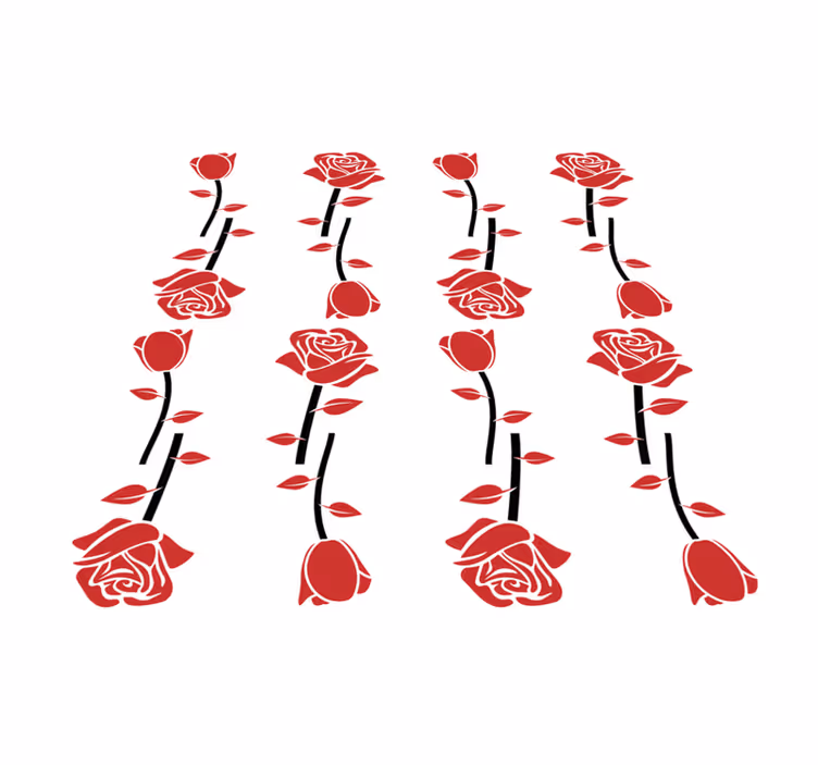 Røde roser mønstre Blomster og planter vinyltæppe - TenStickers