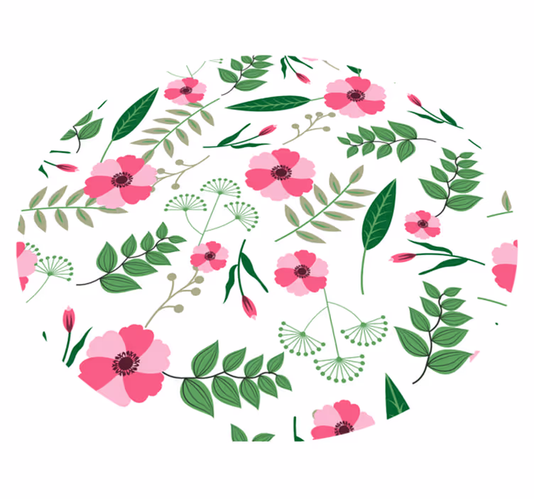 Charmerende blomstermønster Blomster og planter vinyltæppe - TenStickers