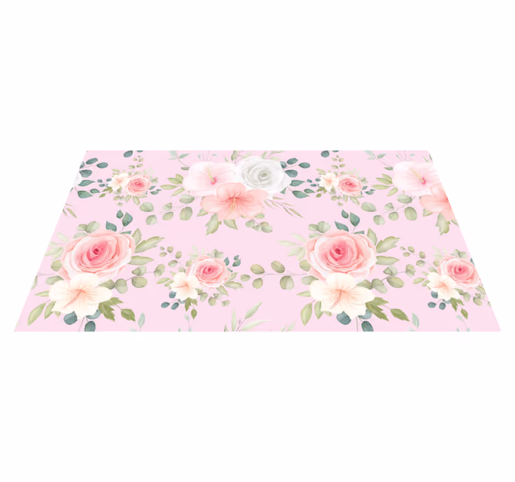 Elegant rosemønster i lyserød blomstertæppe - TenStickers