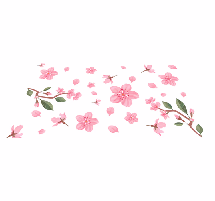 Lyserødt blomstermotiv Blomster og planter vinyltæppe - TenStickers
