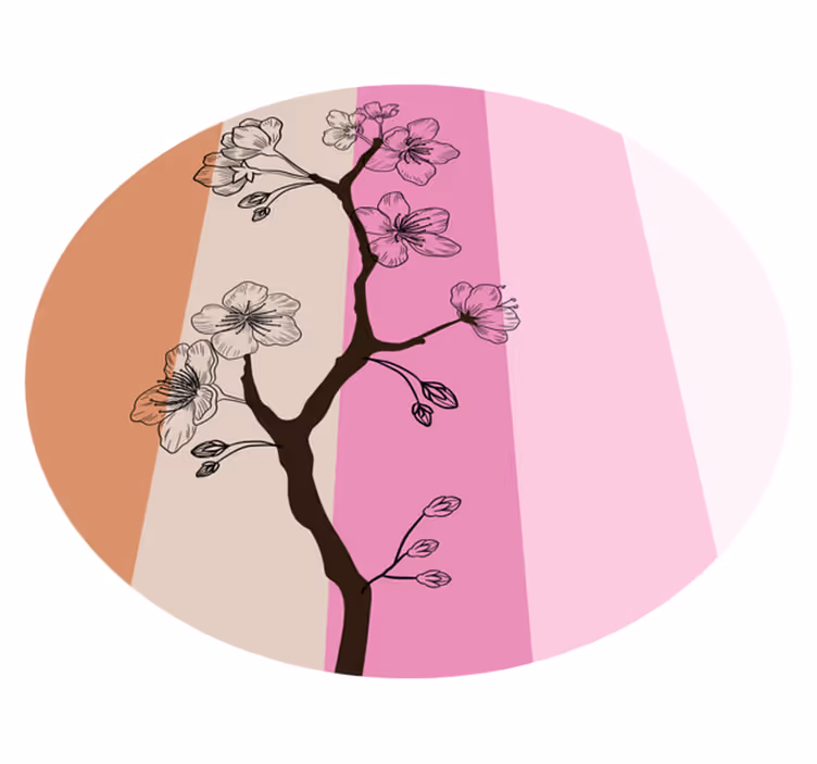 Kirsebærblomst stribe mønster blomstertæppe - TenStickers