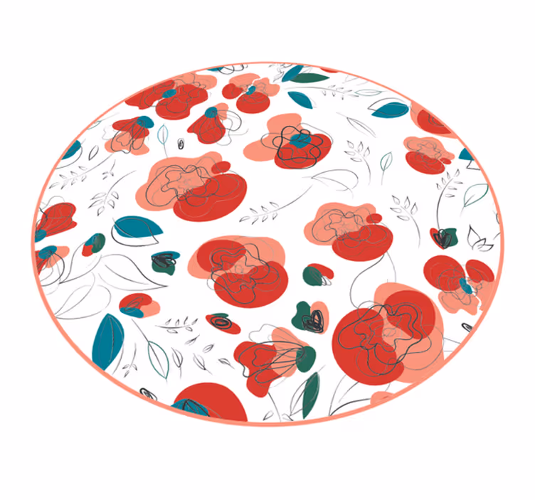 Blomstrende blomsterelement Blomster og planter vinyltæppe - TenStickers