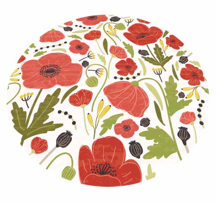 Røde valmueblomster Blomster og planter vinyltæppe - TenStickers