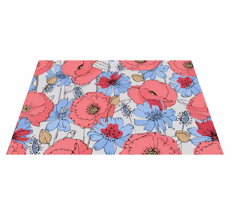 Livligt botanisk print Blomster og planter vinyltæppe - TenStickers
