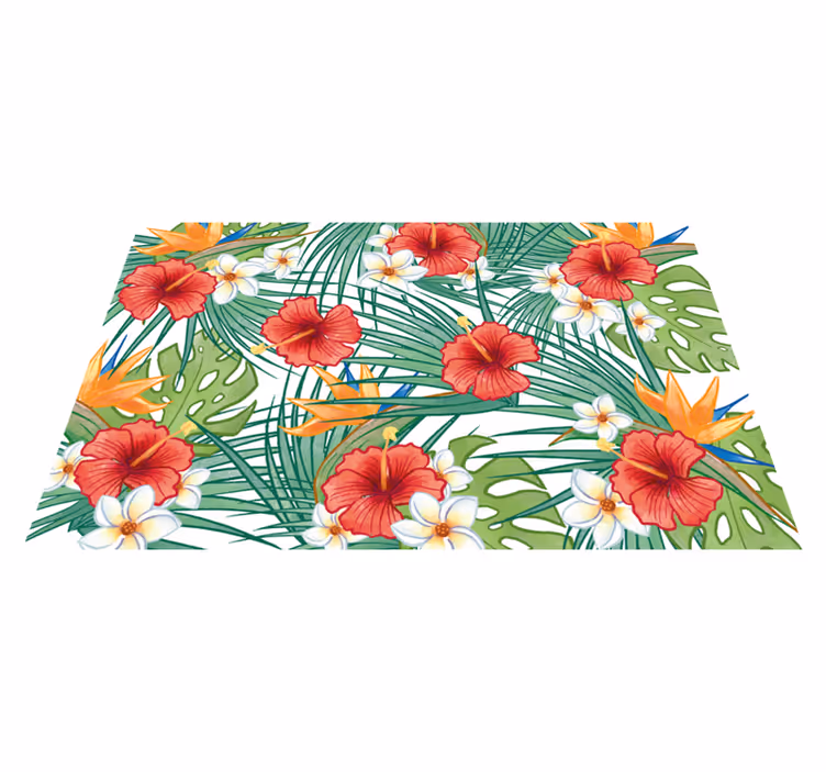 Tropisk blomstertema Blomster og planter vinyltæppe - TenStickers