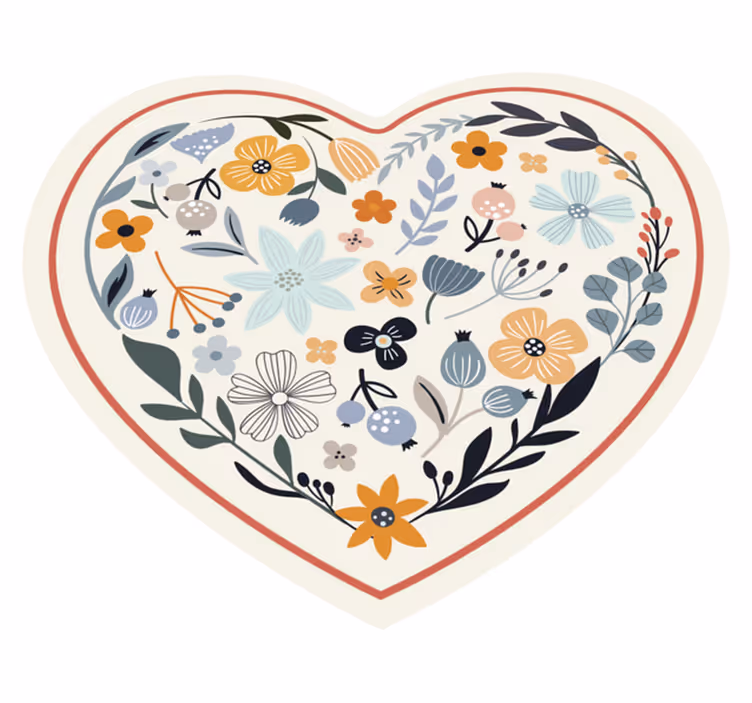Hjerteblomsterarrangement Blomster og planter vinyltæppe - TenStickers