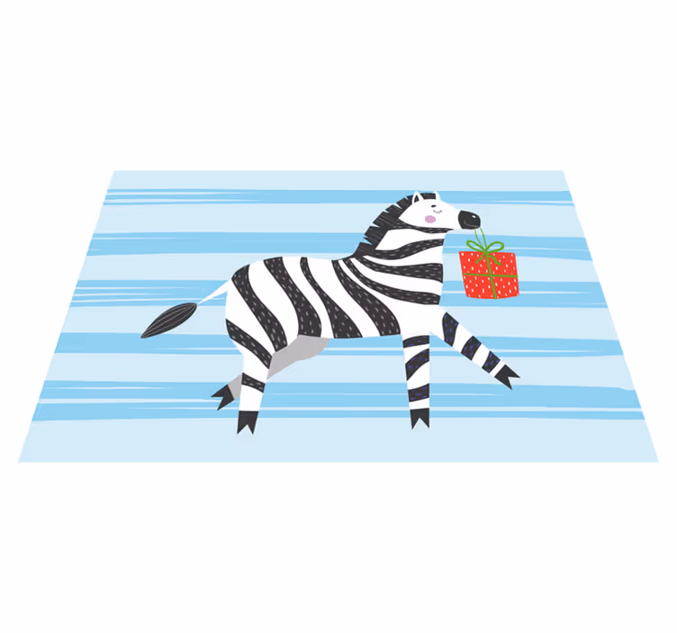 Zebra med gave vinyltæpper med dyr - TenStickers