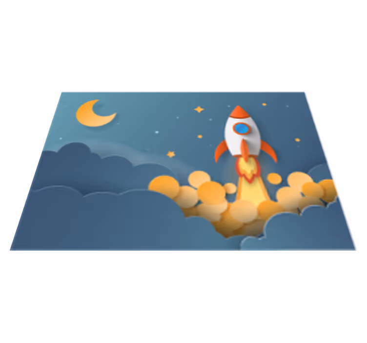 Raketopsendelseseventyr stjerne vinyl tæppe - TenStickers