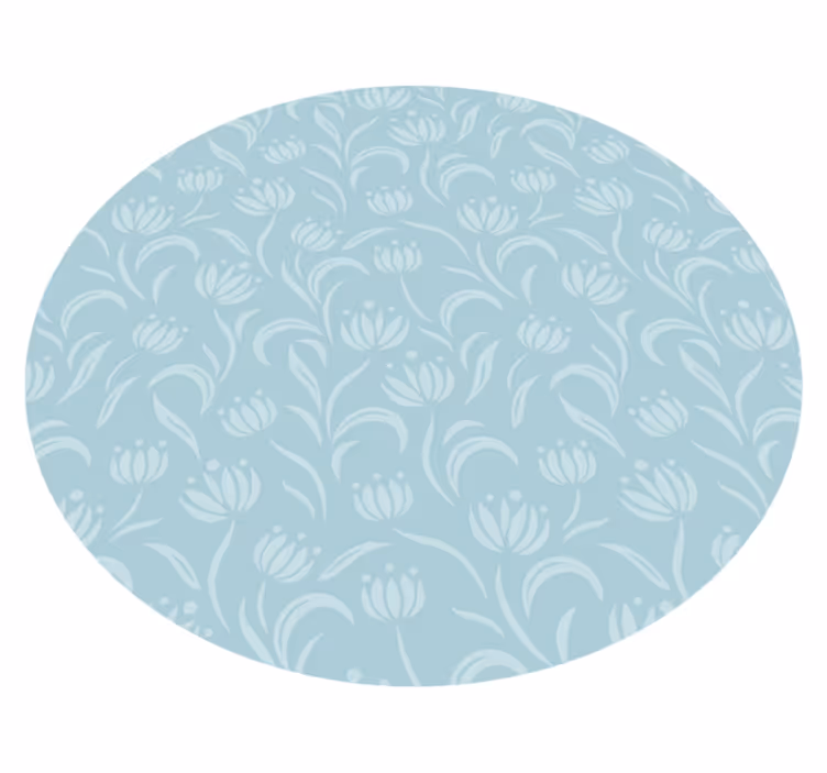 Blåt blødt mønster Blomster og planter vinyltæppe - TenStickers