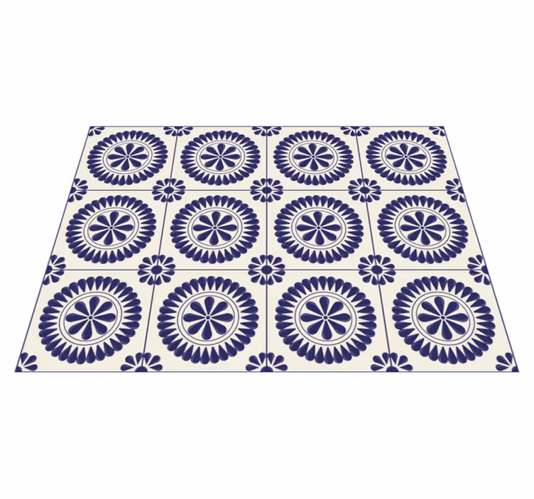 Cirkulært blomstermotiv mosaik vinyl tæppe - TenStickers