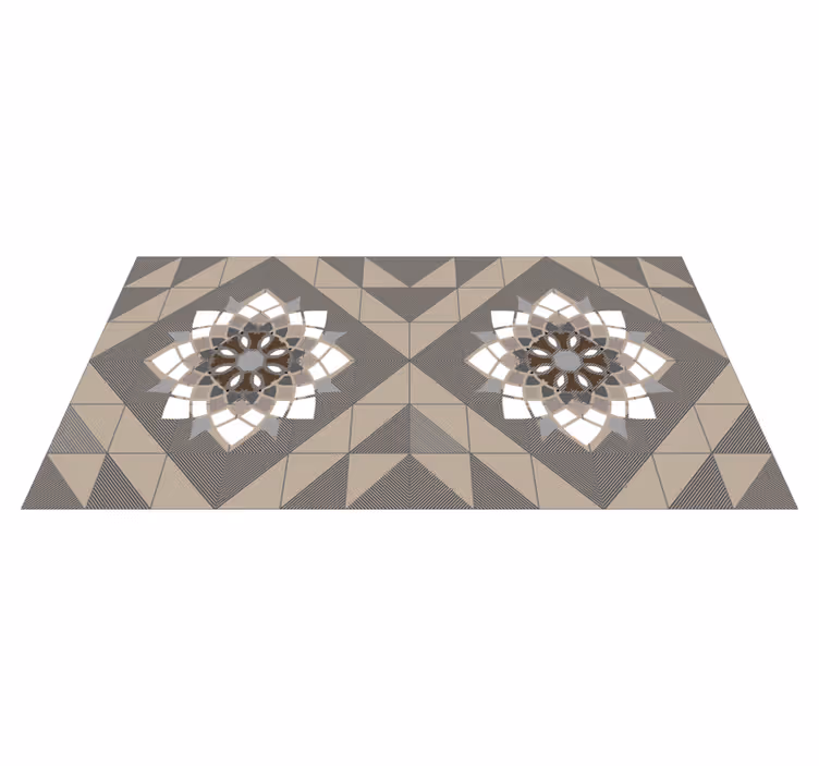 Geometrisk blomstermotiv mosaik vinyl tæppe - TenStickers