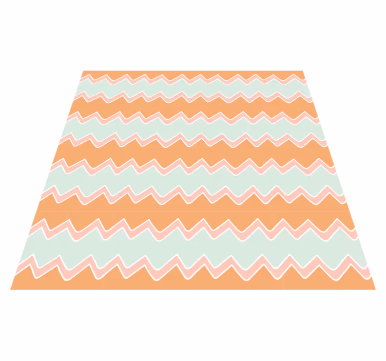 Beige og blå zigzag mønster geometriske vinyl tæppe - TenStickers
