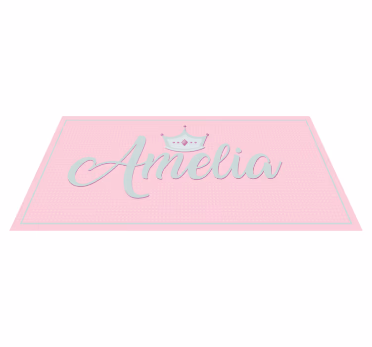 Pink prinsesse navn børn vinyl tæppe - TenStickers