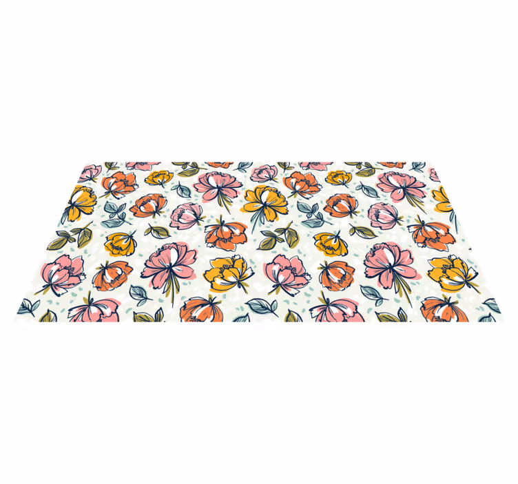 Blomstrende havedesign Blomster og planter vinyltæppe - TenStickers