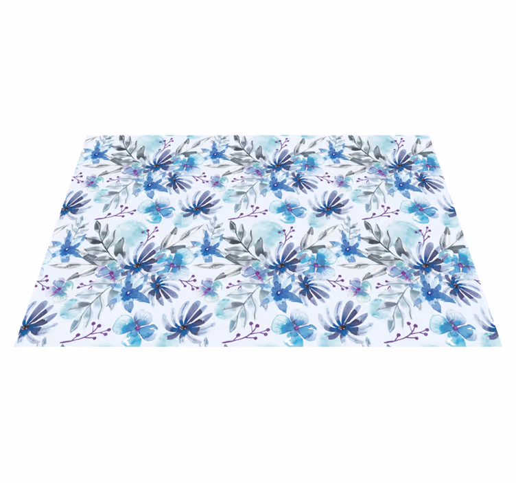 Blåt elegant motiv Blomster og planter vinyltæppe - TenStickers