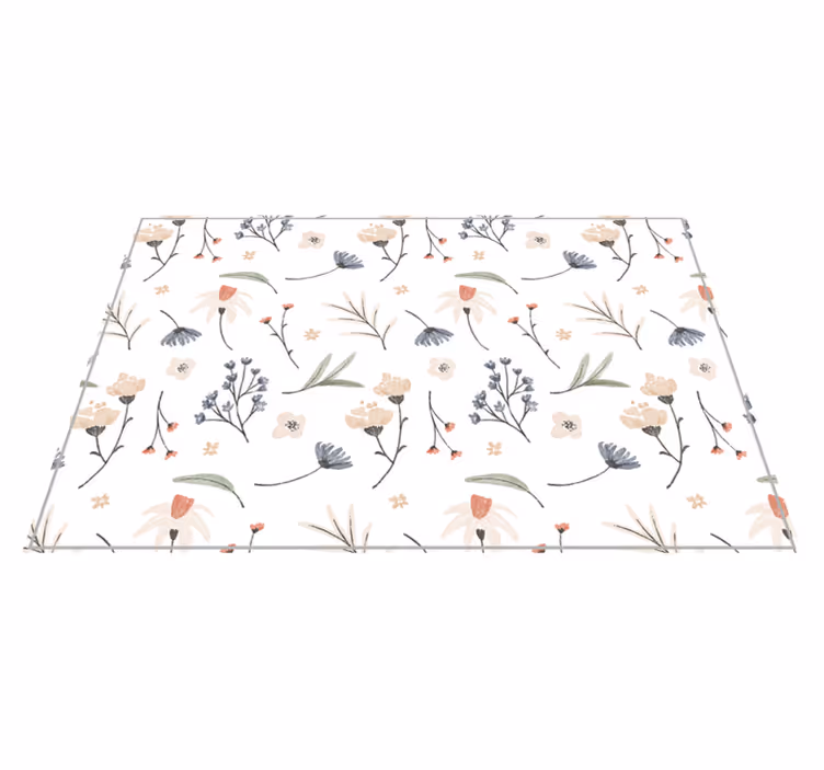 Blomsteragtig botanisk element vinyl tæppe til stuen - TenStickers