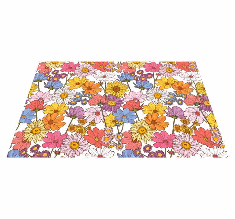Farvet blomstermønster blomstertæppe - TenStickers