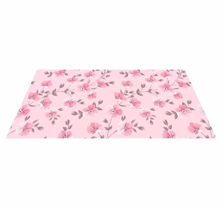 Blomster og planter vinyltæppe i rosa harmoni - TenStickers