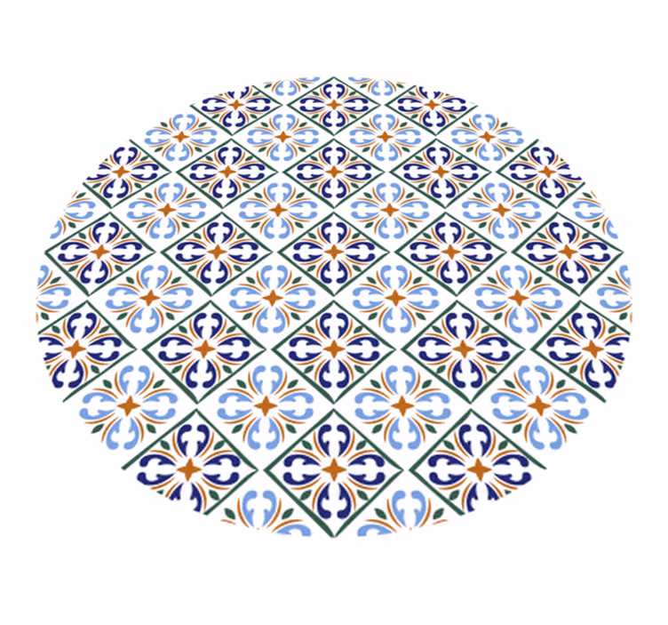 Geometriske blå nuancer vinyl tæppe med fliseeffekt - TenStickers