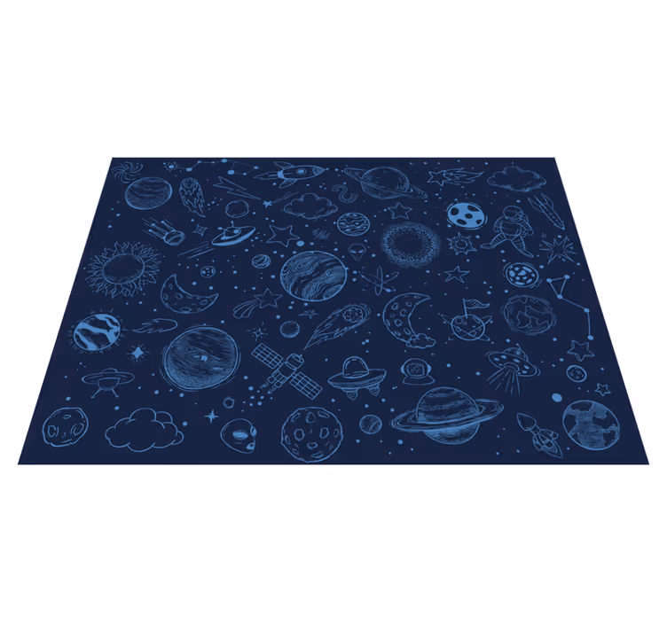 Blå kosmisk eventyr stjerne vinyl tæppe - TenStickers