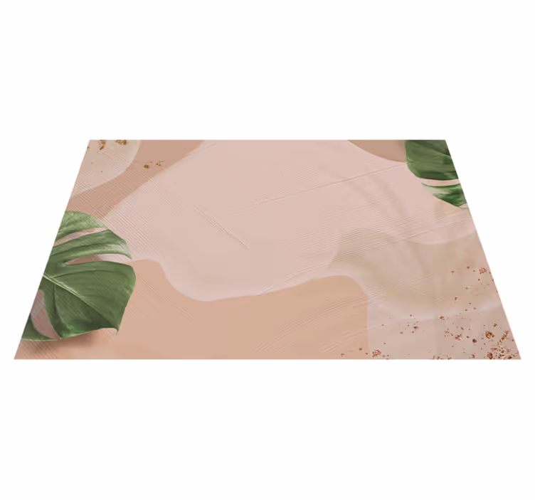 Tropisk bladblush vinyl tæppe til stuen - TenStickers