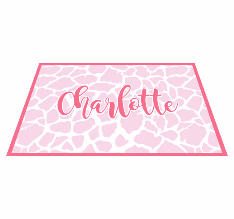Pink ko design vinyl tæppe med navn - TenStickers