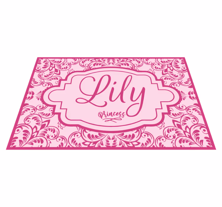 Prinsesse blomsterdesign vinyl tæppe med navn - TenStickers