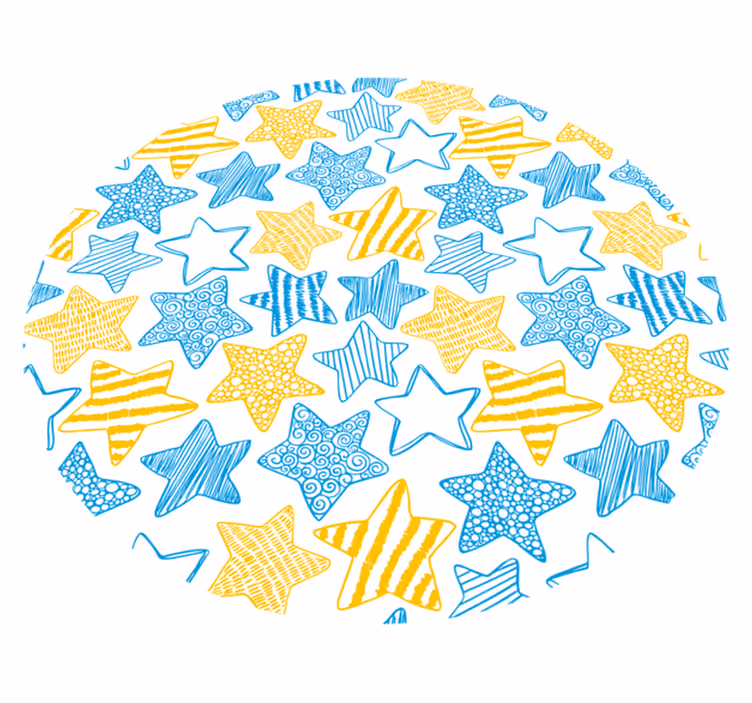 Gult og blåt design stjerne vinyl tæppe - TenStickers