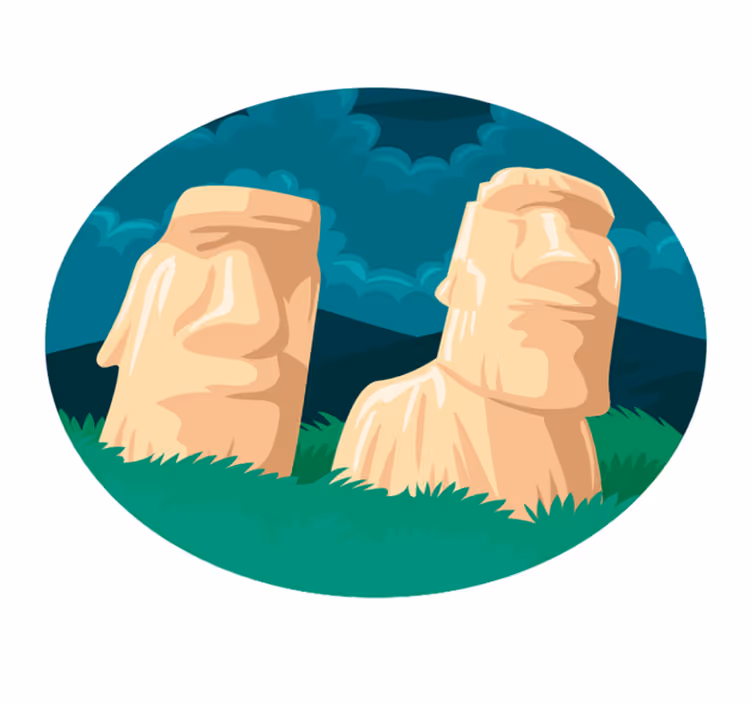 Moai-statuer silhuet verdenskort vinyl tæppe - TenStickers