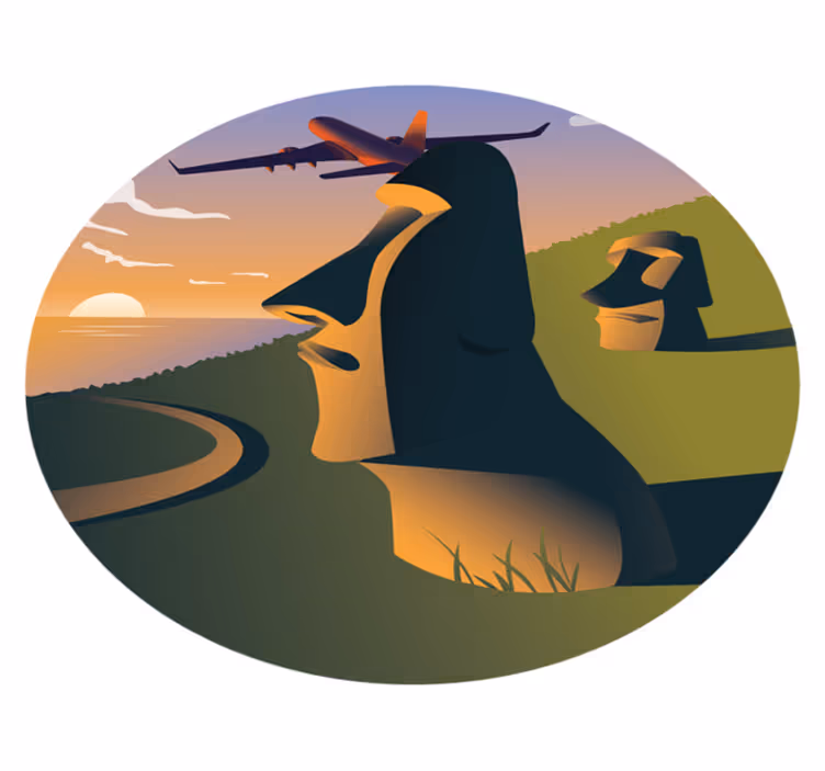 Påskeøen solnedgang rundt vinyltæppe - TenStickers