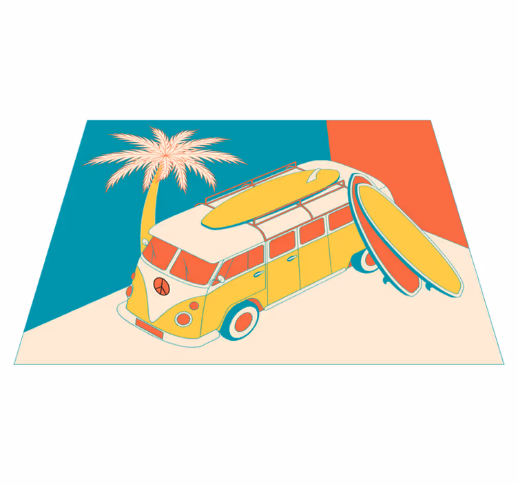 Surfing van eventyr vintage vinyl tæppe - TenStickers