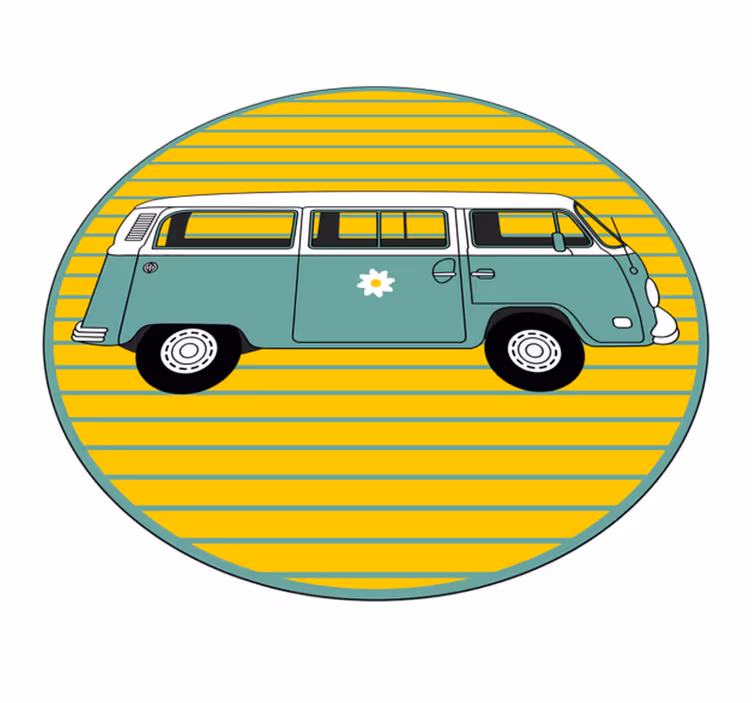 Vintage varevogn med tusindfryd stjerne vinyl tæppe - TenStickers