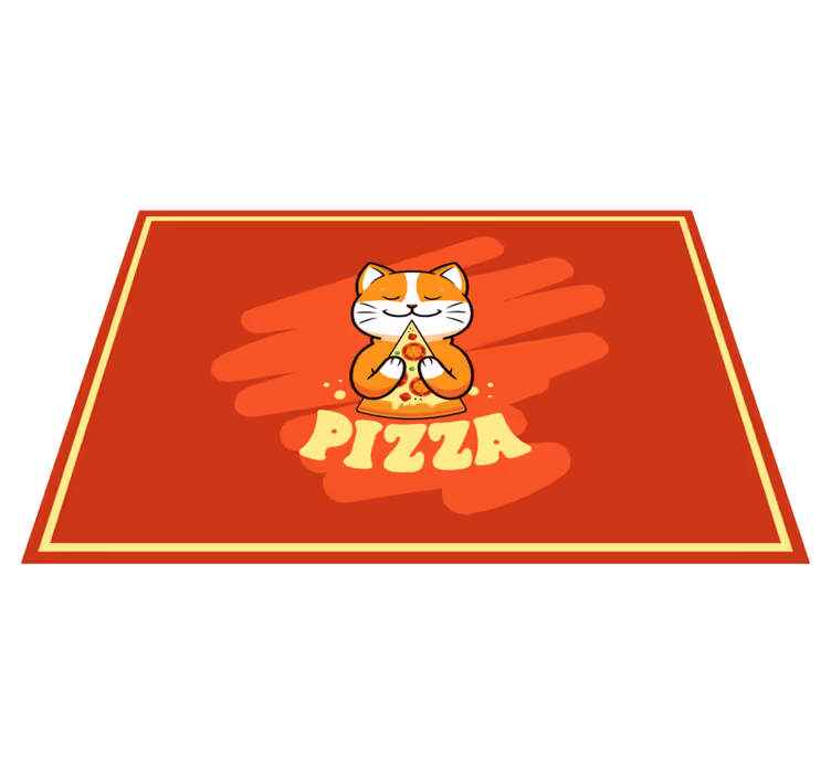 Sød kat med pizza vinyltæppe til køkkenet - TenStickers