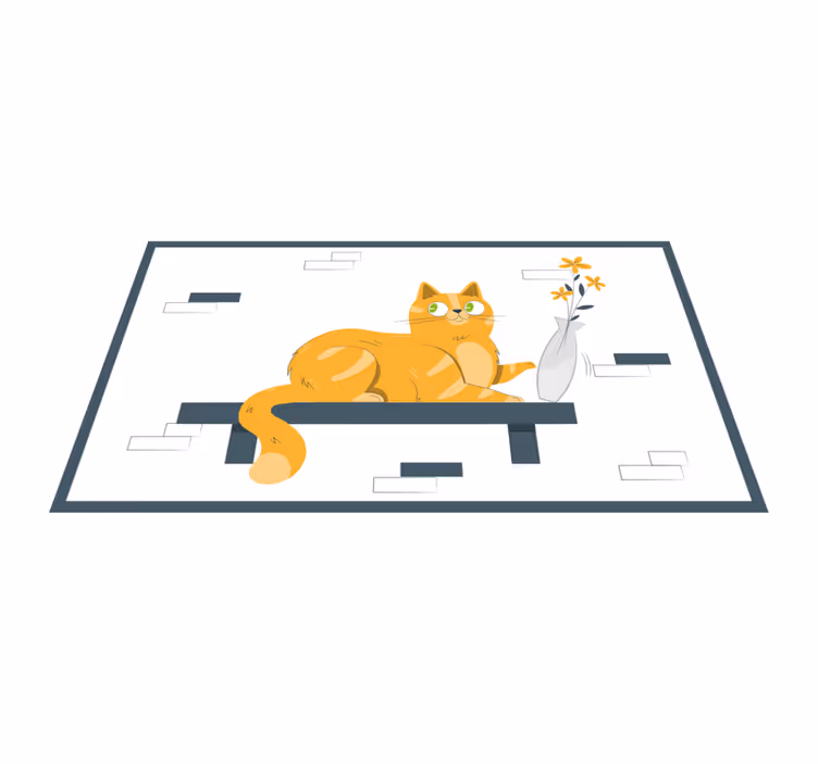 Gul kat med grønne øjne stue tæppe - TenStickers