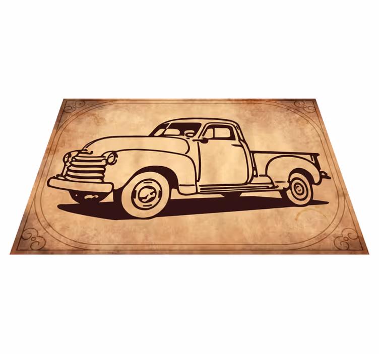 Klassisk lastbil silhuet vintage vinyl tæppe - TenStickers