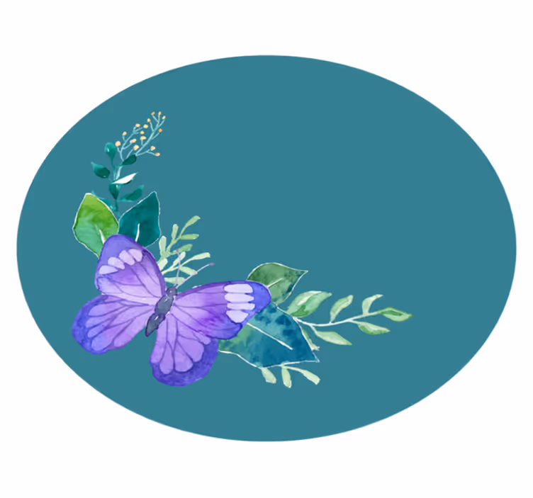 Sommerfugl botanisk motiv Blomster og planter vinyltæppe - TenStickers