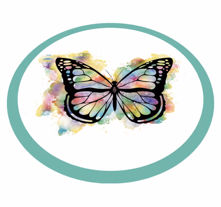 Farverig sommerfuglekunst natur vinyl tæppe - TenStickers