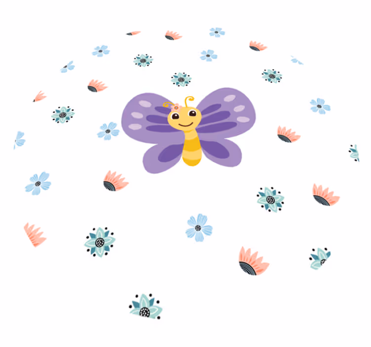 Lilla sommerfugledesign tæppe til børneværelse - TenStickers