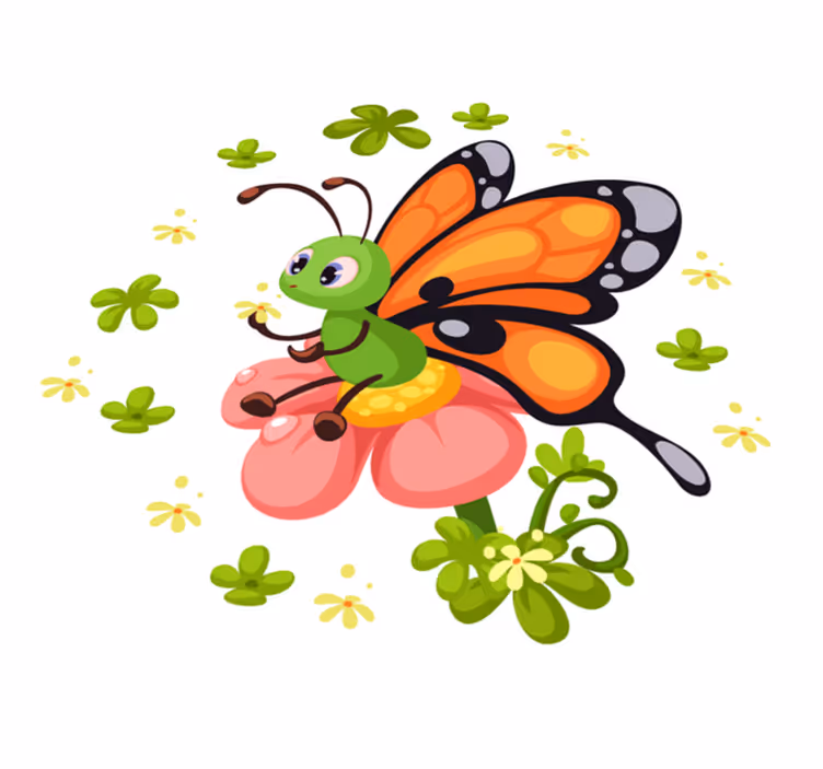 Sommerfugl sidder på en blomst dyr tæppe - TenStickers