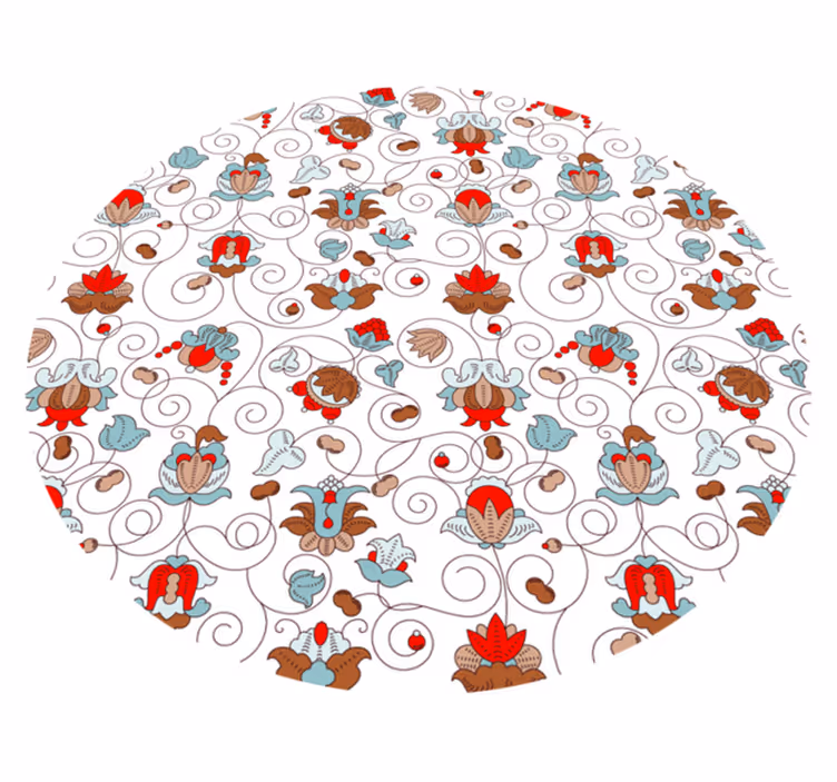 Blomster og planter vinyltæppe cirkulær botanisk spiral - TenStickers