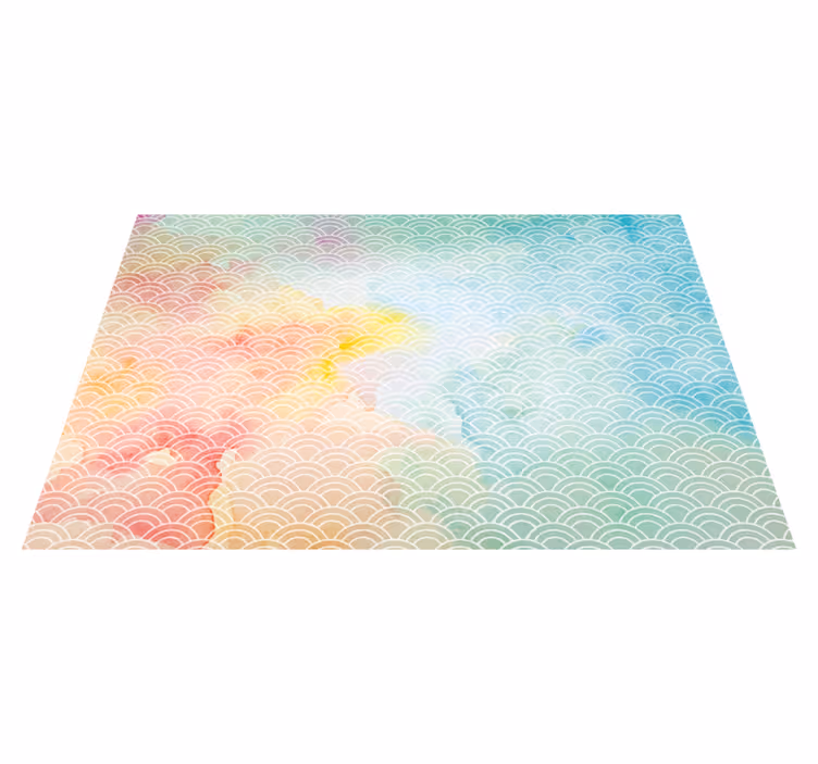 Pastelbølgemotiv geometriske vinyl tæppe - TenStickers