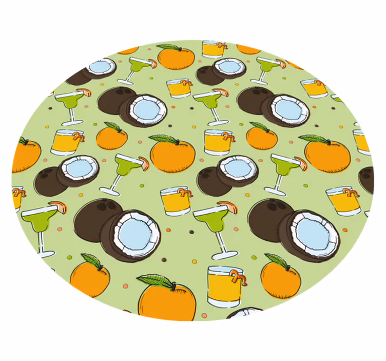 Kokoscocktail sjov rundt vinyltæppe - TenStickers